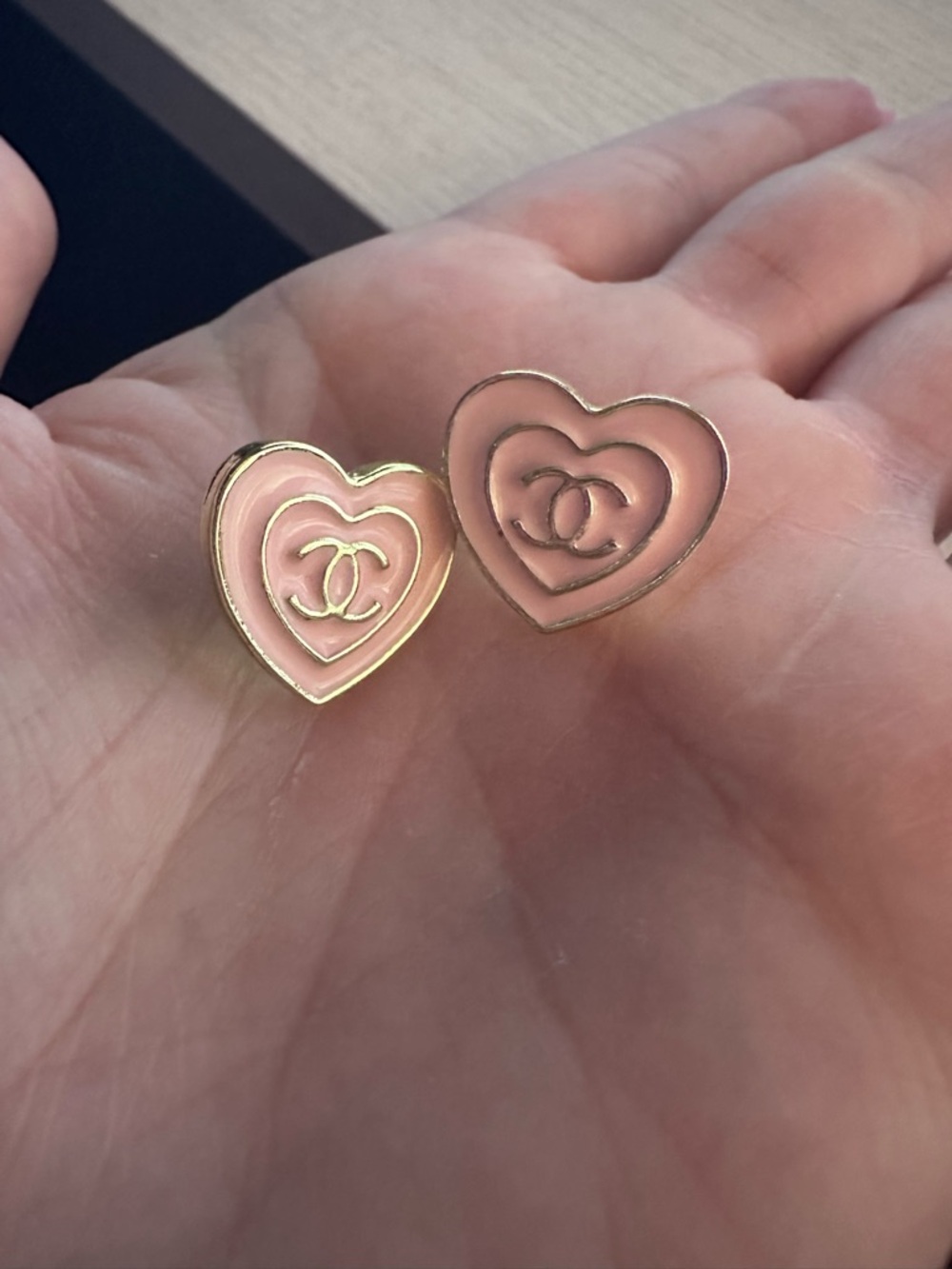 Heart shaped Chanel studded earrings!